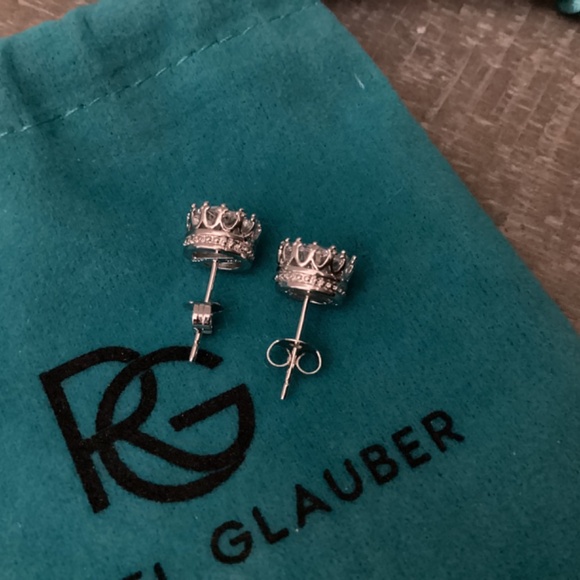 RACHEL GLAUBER Elegant Sterling Silver Royal Princess Round Stud Earrings - Picture 7 of 8